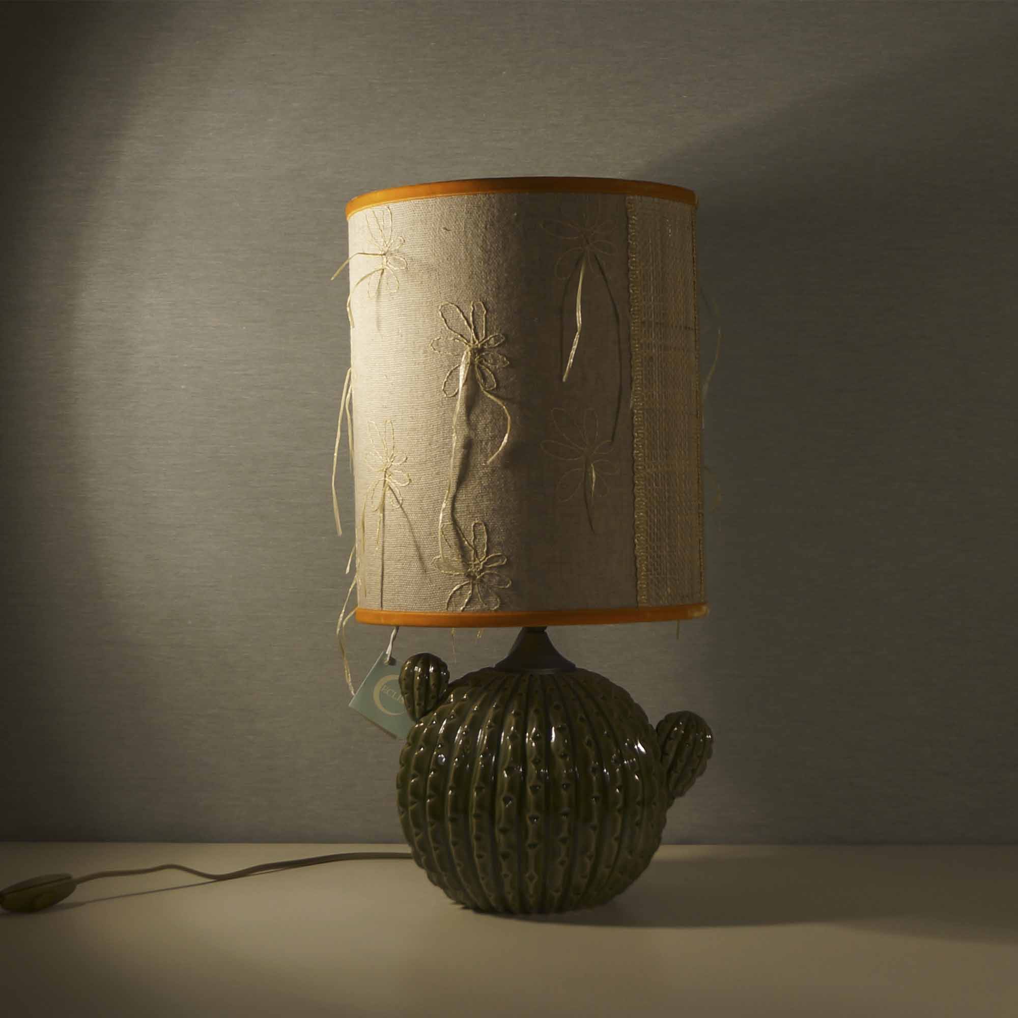 Lampada con vaso in ceramica cactus